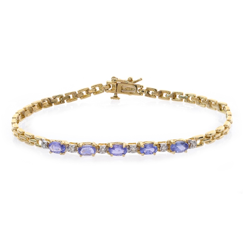 1.06 Carat Tanzanite & Diamond Bracelet 14K Gold